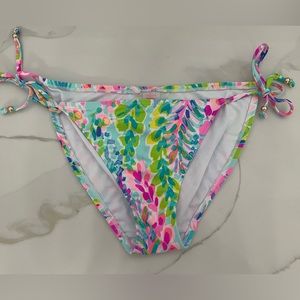 Lilly Pulitzer pink and blue bikini bottom. Side tie